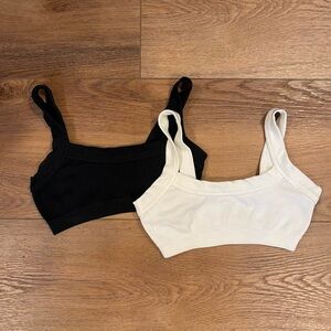 urban outfitters black and white ribbed bra tanks